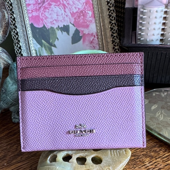 Coach Handbags - Coach Lavender, Berry & Deep Maroon Colorblock Slim ID Card Holder